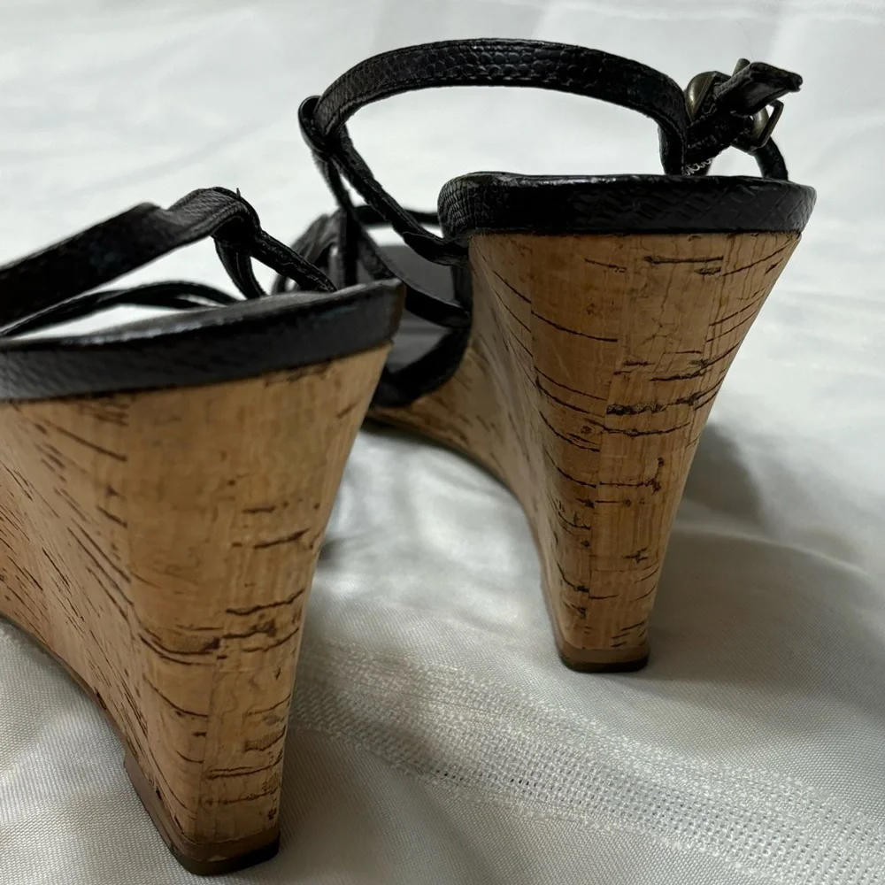 Aldo Vero Cuoio wedge black size 39 leather cork‎